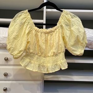 Altar’d State yellow puffy sleeved top